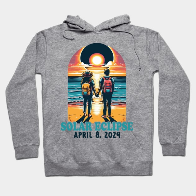 Total Solar Eclipse April 8 2024 Cute Couples Matching Wife and Husband Hoodie by JUST PINK